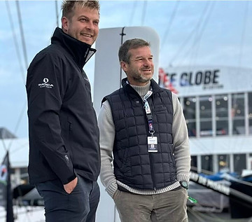 Oliver Heer & Dr Wolfgang Jenewein at Vendee Globe 2024 start